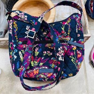 VERA BRADLEY Midnight Wildflower Crossbody Bag, Adjustable Strap